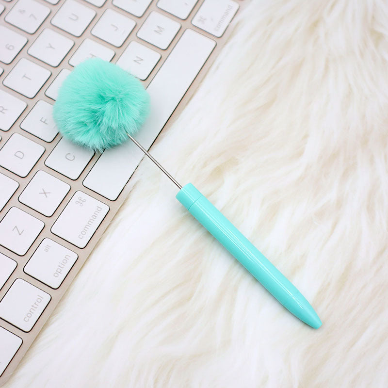 Wholesale New Plush Ball Bead Pen Creative DIY Handmade Plastic Plush Ball Beaded Ballpoint Pen High Value Plush Pen